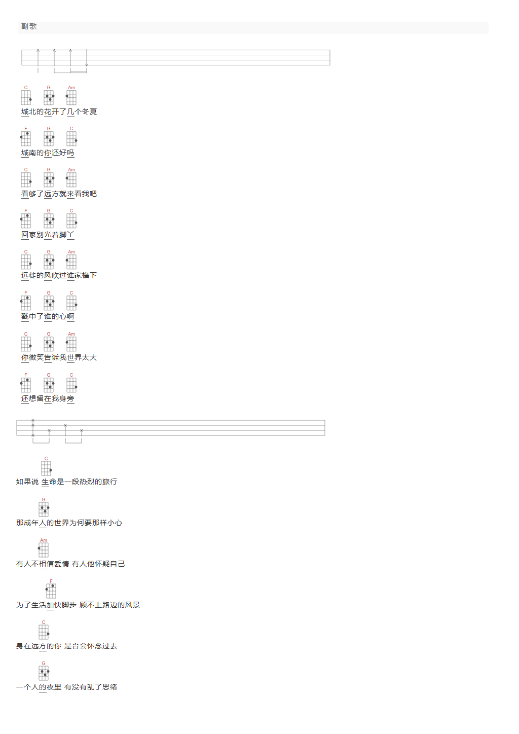 城北的花吉他谱
