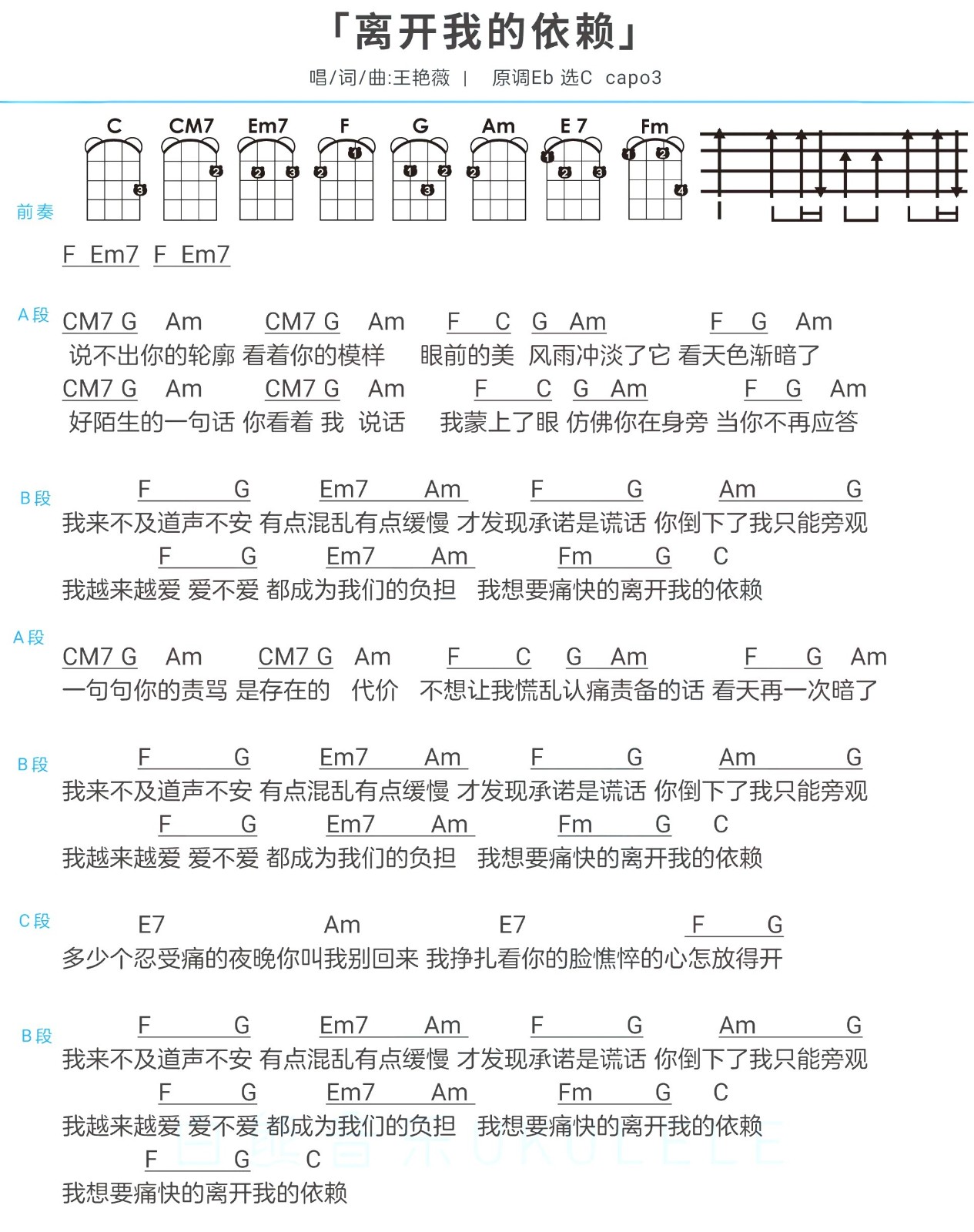 离开我的依赖-尤克里里